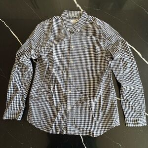 Men's Navy and White Checkered Lacoste Shirt